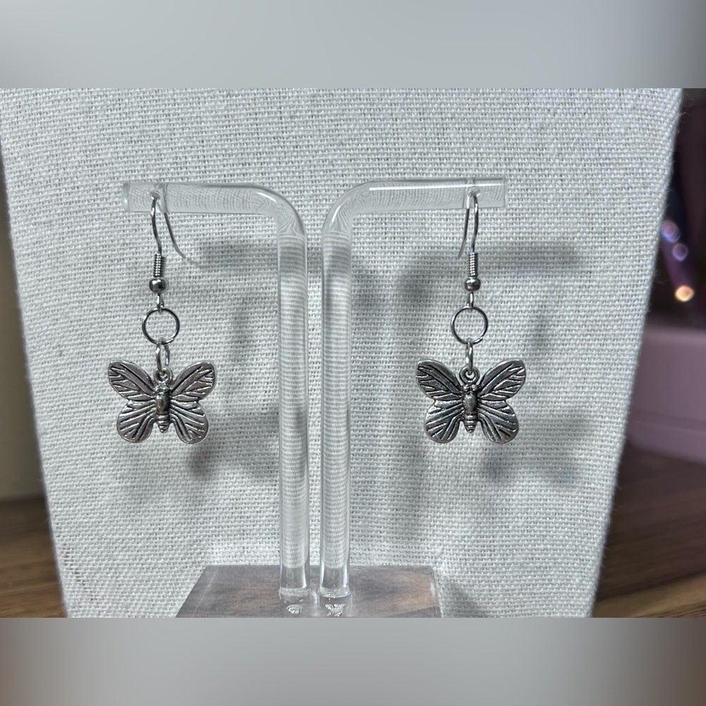 Silver Butterfly Artisan Earrings
